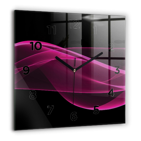 Square glass wall clock Pink abstraction