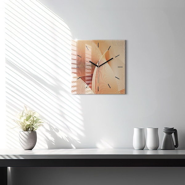 Square glass wall clock Abstract wave pattern