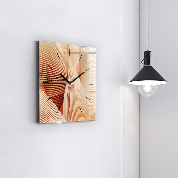 Square glass wall clock Abstract wave pattern