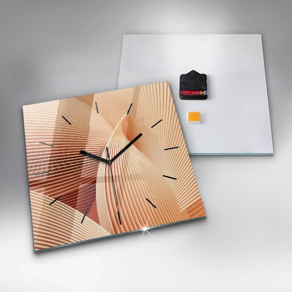 Square glass wall clock Abstract wave pattern
