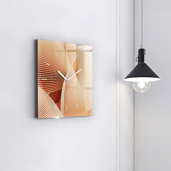 Square glass wall clock Abstract wave pattern