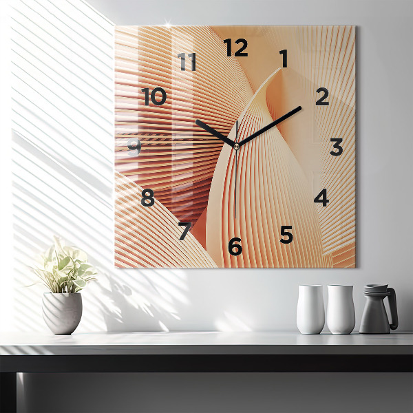 Square glass wall clock Abstract wave pattern