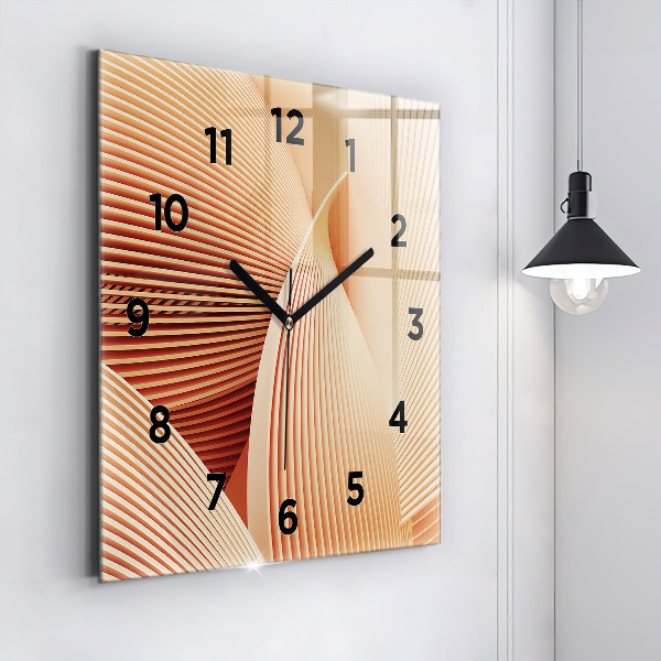 Square glass wall clock Abstract wave pattern