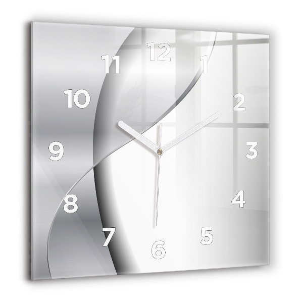 Square glass wall clock Silver abstraction
