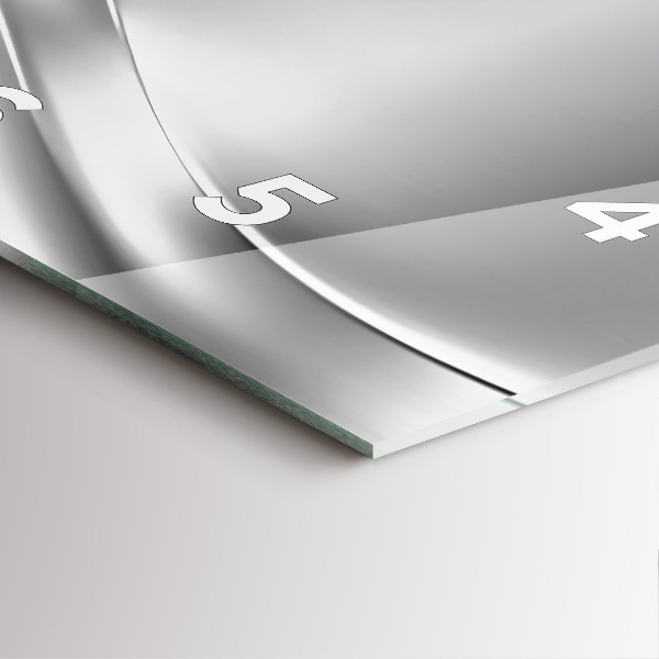 Square glass wall clock Silver abstraction