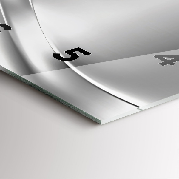 Square glass wall clock Silver abstraction