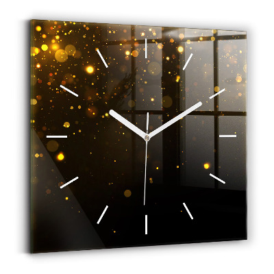 Square glass wall clock Gold dust