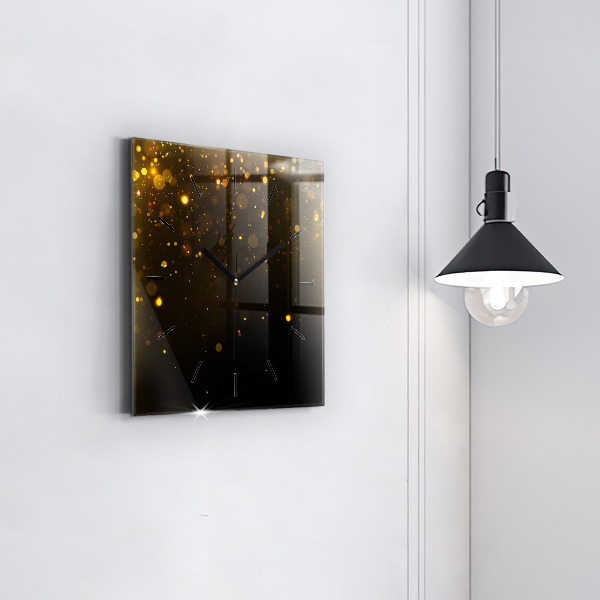 Square glass wall clock Gold dust