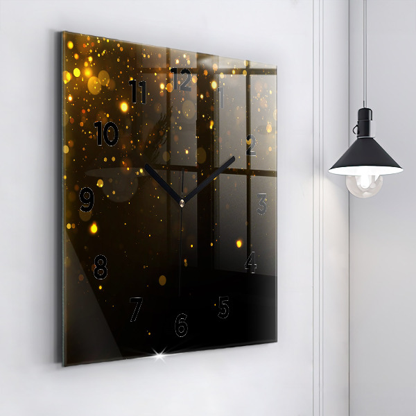 Square glass wall clock Gold dust
