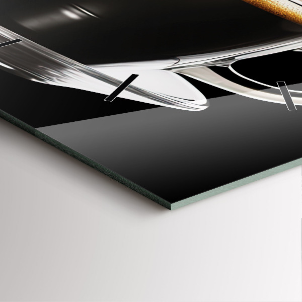 Square glass wall clock Black coffee