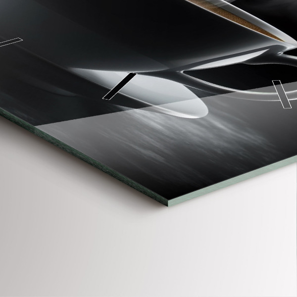 Square glass wall clock A cup of black coffee