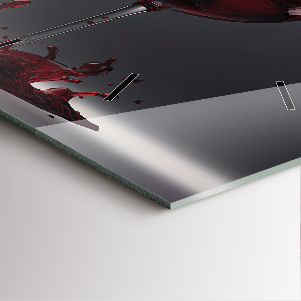 Square glass wall clock A glass of red wine