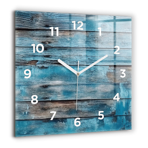 Square glass wall clock Blue boards