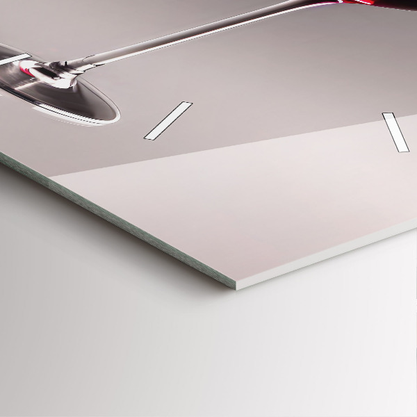 Square glass wall clock A glass of red wine