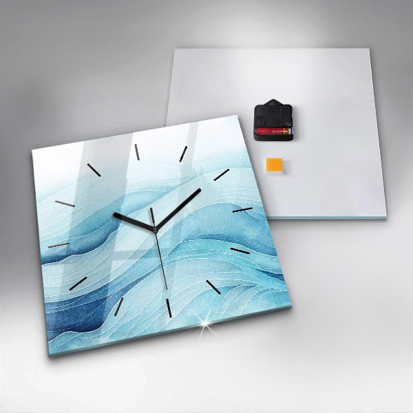 Square glass wall clock Blue clouds