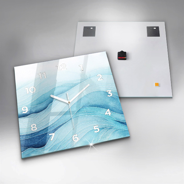 Square glass wall clock Blue clouds