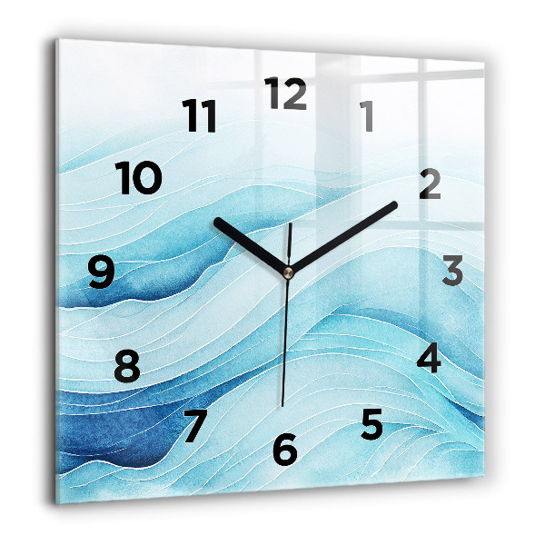 Square glass wall clock Blue clouds