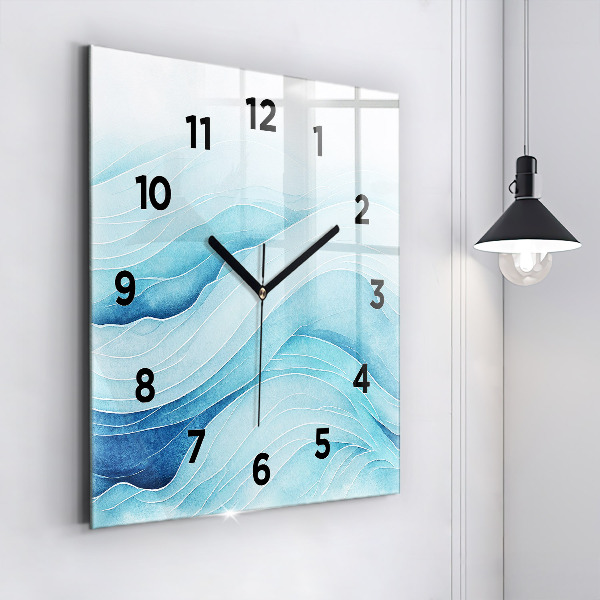 Square glass wall clock Blue clouds
