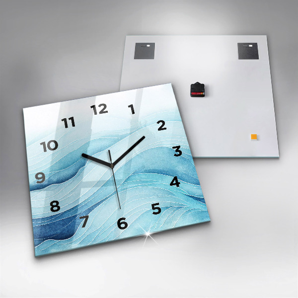 Square glass wall clock Blue clouds