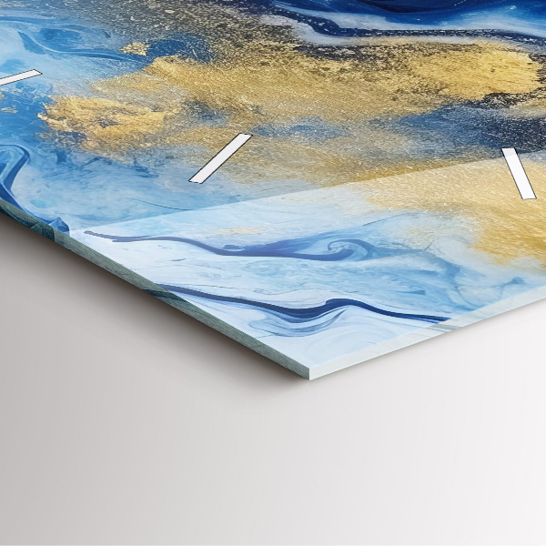 Square glass wall clock Blue marble