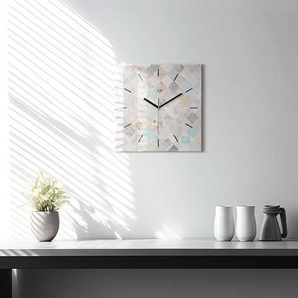 Square glass wall clock Colored tiles