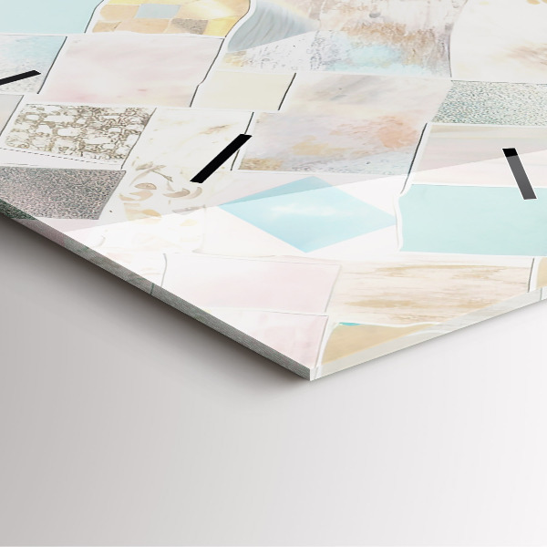 Square glass wall clock Colored tiles