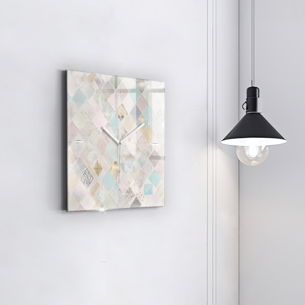 Square glass wall clock Colored tiles