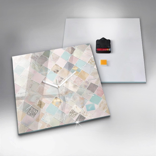 Square glass wall clock Colored tiles