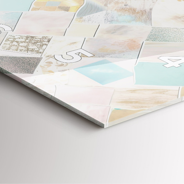 Square glass wall clock Colored tiles