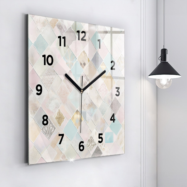 Square glass wall clock Colored tiles