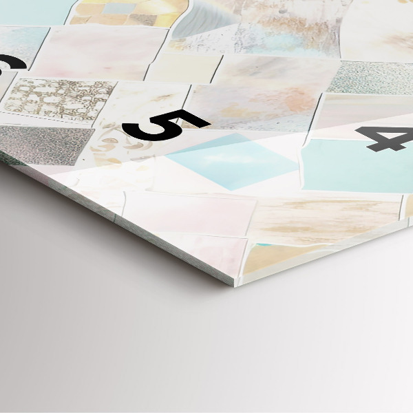 Square glass wall clock Colored tiles