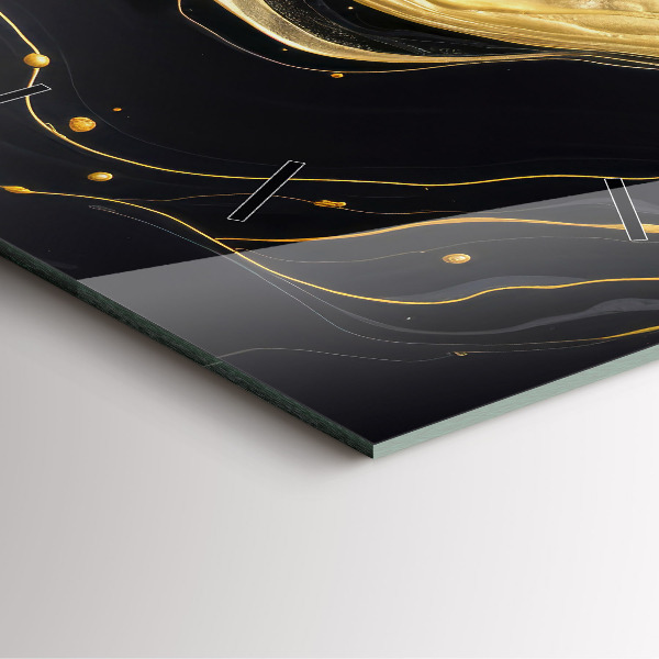 Square glass wall clock Gold marble