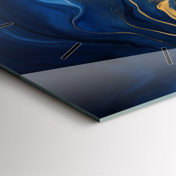 Square glass wall clock Blue marble