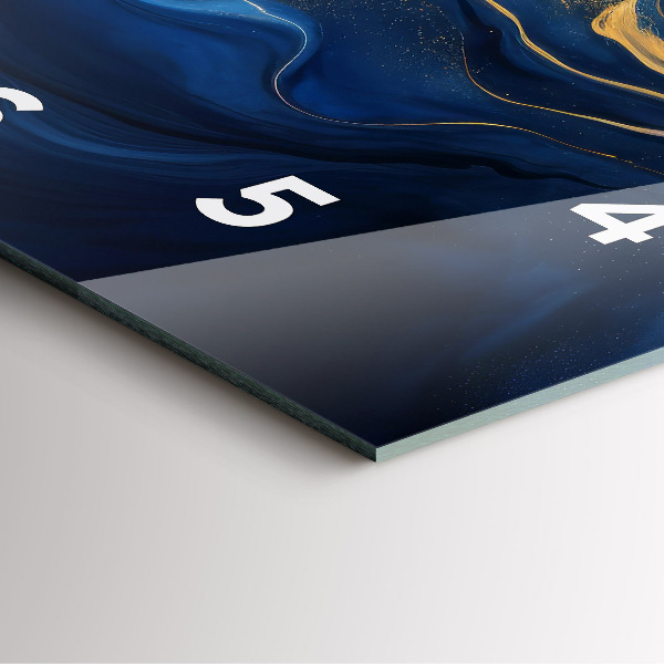 Square glass wall clock Blue marble