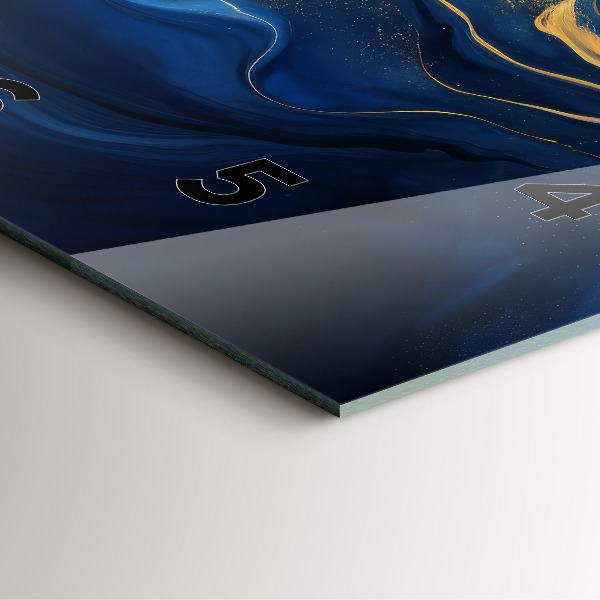 Square glass wall clock Blue marble