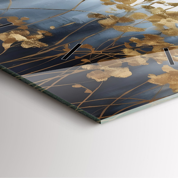 Square glass wall clock Abstract flowers