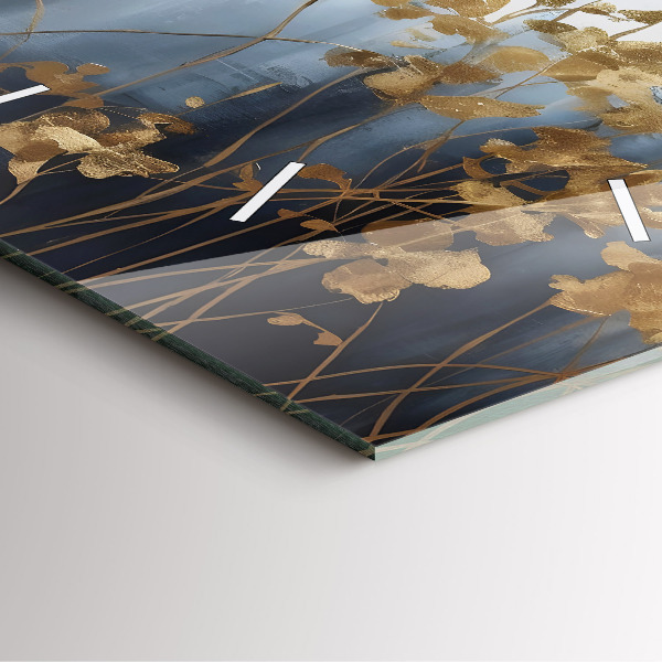 Square glass wall clock Abstract flowers