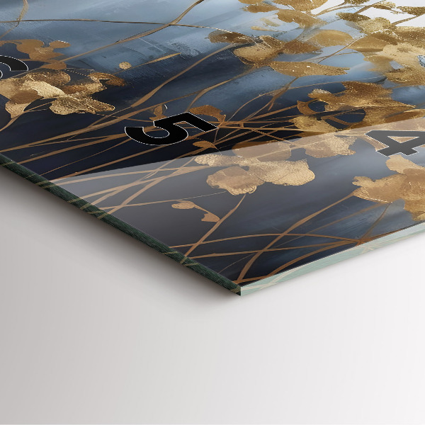 Square glass wall clock Abstract flowers