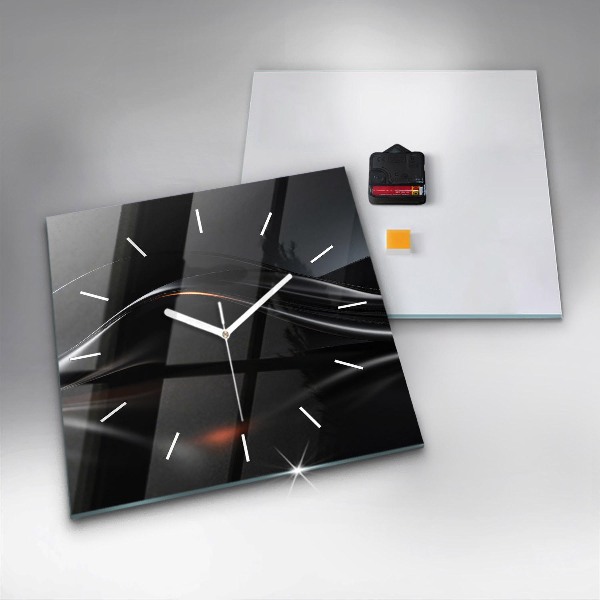 Square glass wall clock Abstraction