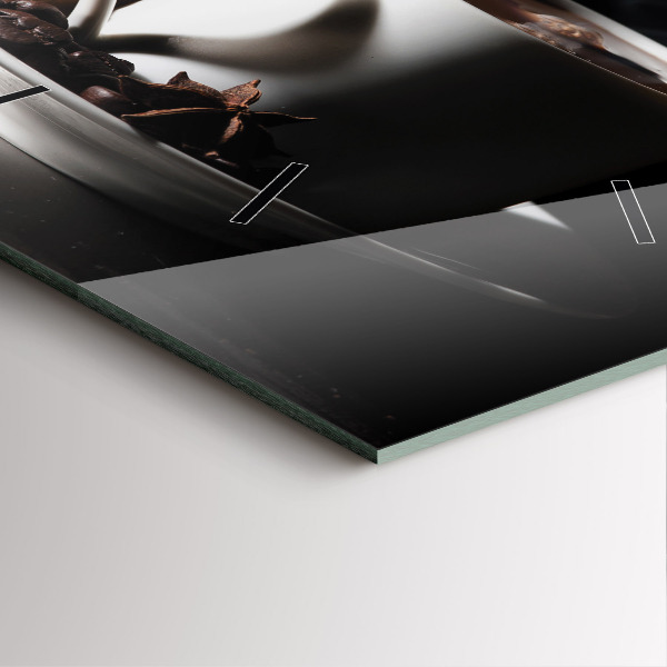 Square glass wall clock A cup of coffee