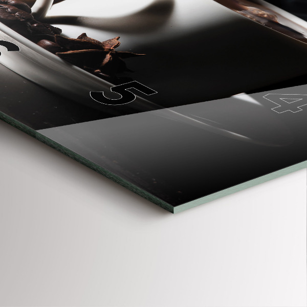 Square glass wall clock A cup of coffee
