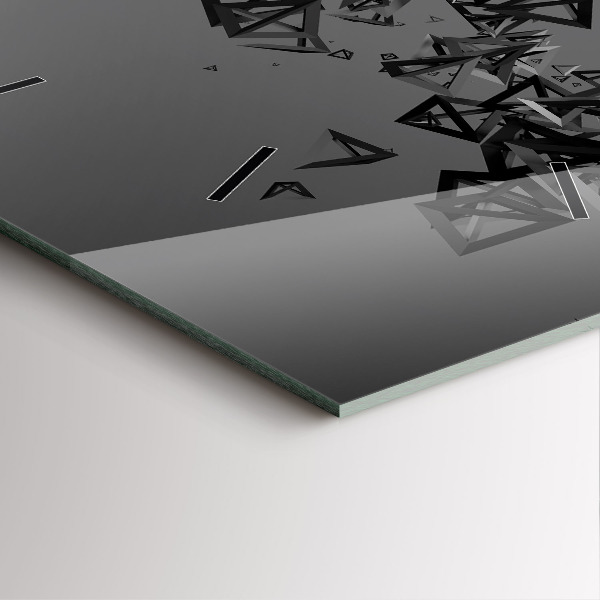 Square glass wall clock Dark abstraction