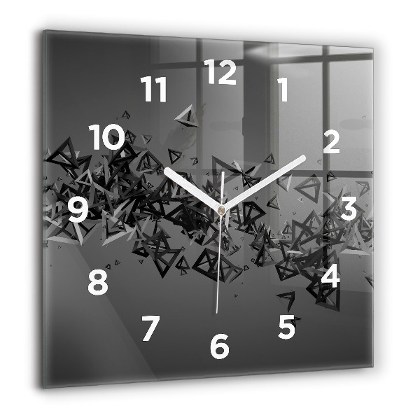 Square glass wall clock Dark abstraction