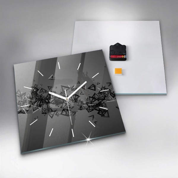 Square glass wall clock Dark abstraction