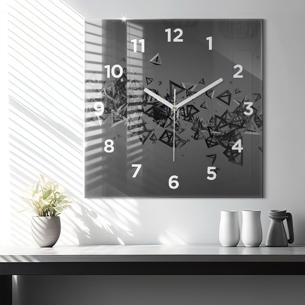 Square glass wall clock Dark abstraction