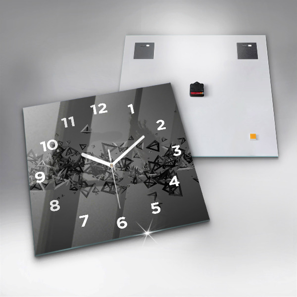 Square glass wall clock Dark abstraction