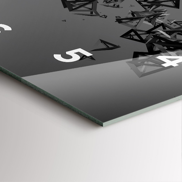 Square glass wall clock Dark abstraction