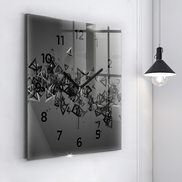 Square glass wall clock Dark abstraction
