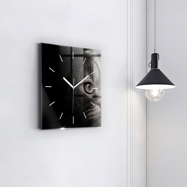 Square glass wall clock Scottish Fold Dog and Cat
