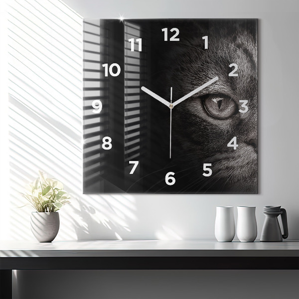 Square glass wall clock Scottish Fold Dog and Cat